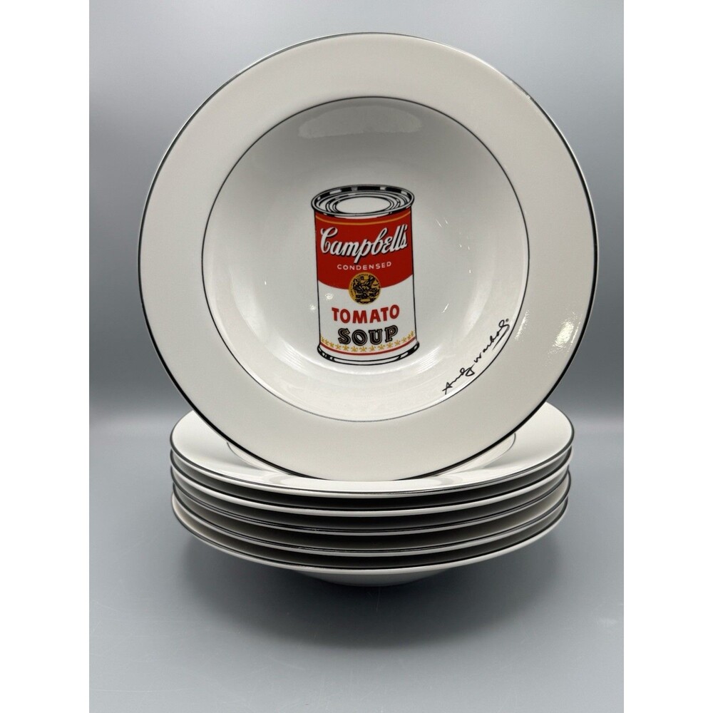 BLOCK POP Andy Warhol Bowls Campbell Soup Pop Art Set Of 6 Large Soup Bowls